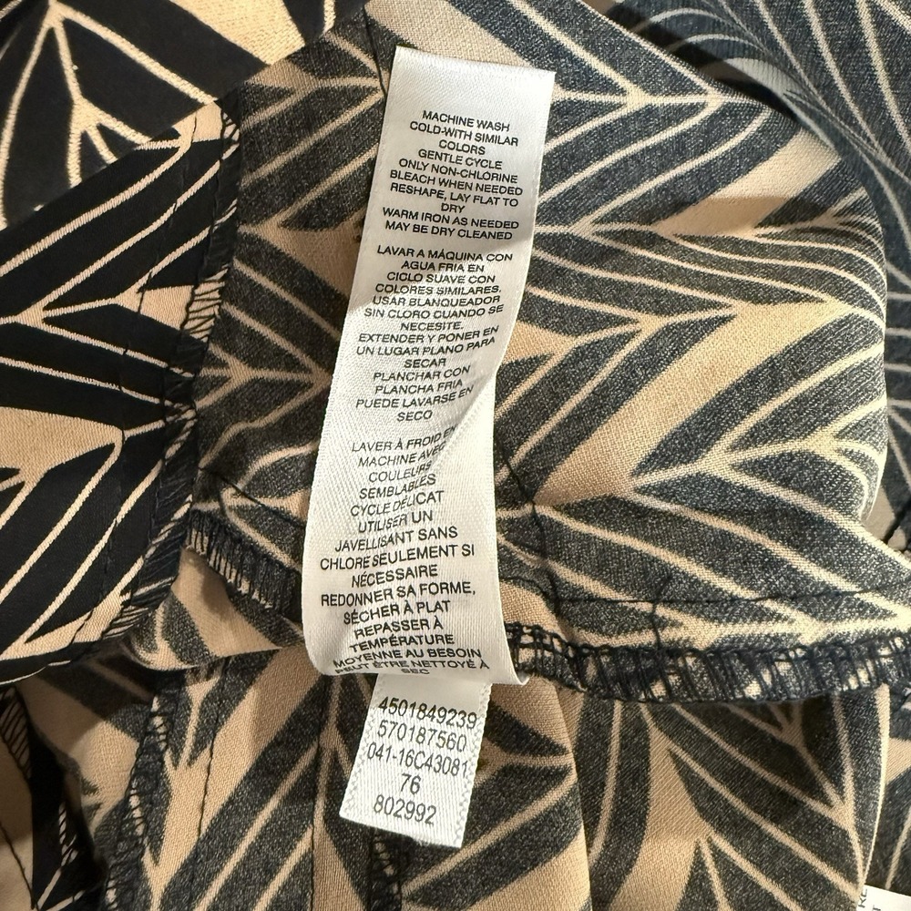 Chicos Wide Leg Pants Womens 00 XS Black Tan Miter Print Stretch Career New - Picture 10 of 10